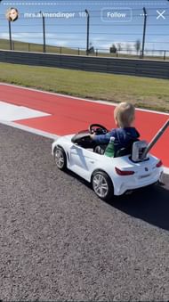 Tara Allmendinger's instagram story featuring another angle of her son's track walk at COTA - Image via Instagram/@mrs.allmendinger